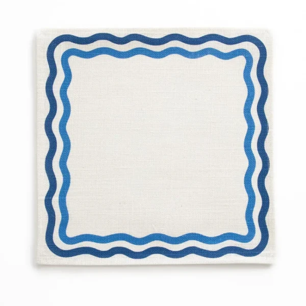 New Pomegranate Inc Blue Square Wave Placemat | Set of 4