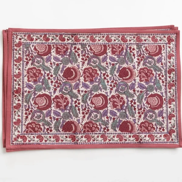 Sale Pomegranate Inc Bohemian Floral Dusty Rose Placemat | Set of 4
