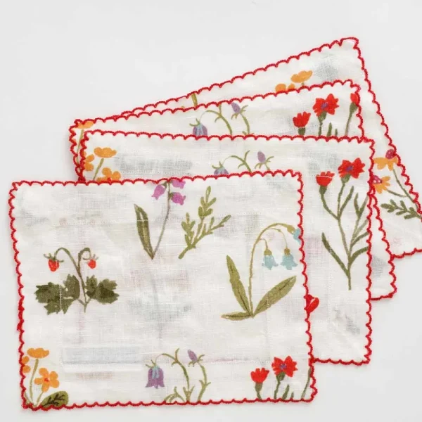 Sale Pomegranate Inc Botanical Garden Linen Cocktail Napkin | Set of 4