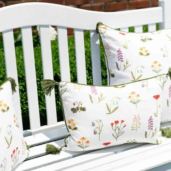 New Pomegranate Inc Botanical Garden Linen Lumbar Pillow Cover