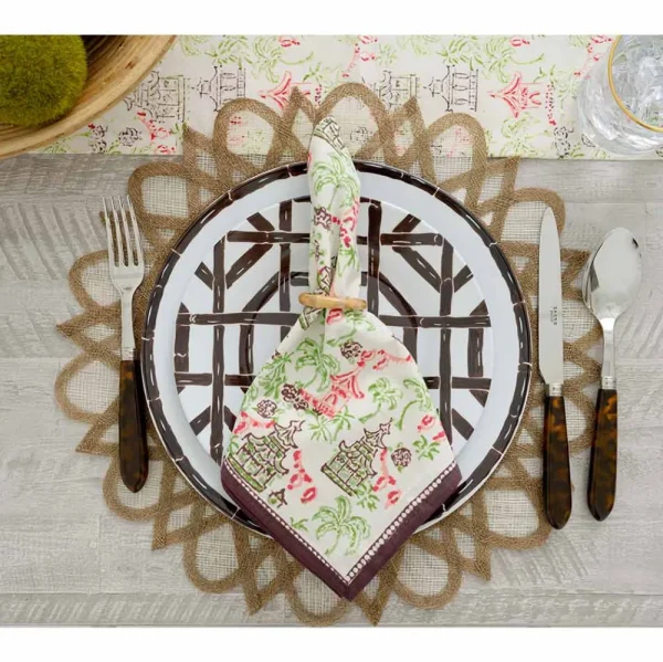 Sale Pomegranate Inc Brown Woven Round Exotic Placemats