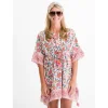 New Pomegranate Inc Cabana Garden Drawstring Beach Coverup