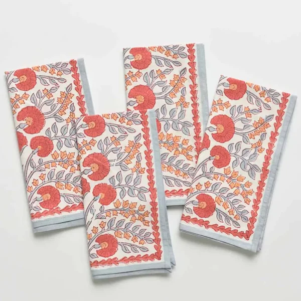 Online Pomegranate Inc Cactus Flower Ivory Napkin | Set of 4