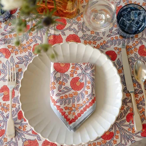 Online Pomegranate Inc Cactus Flower Ivory Napkin | Set of 4