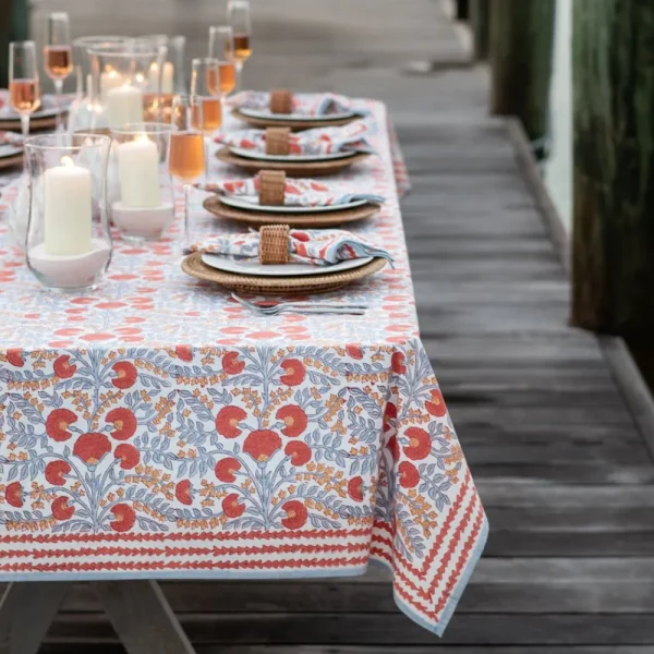 Hot Pomegranate Inc Cactus Flower Ivory Tablecloth