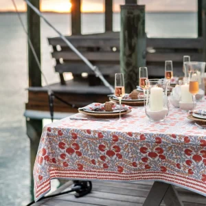 Hot Pomegranate Inc Cactus Flower Ivory Tablecloth