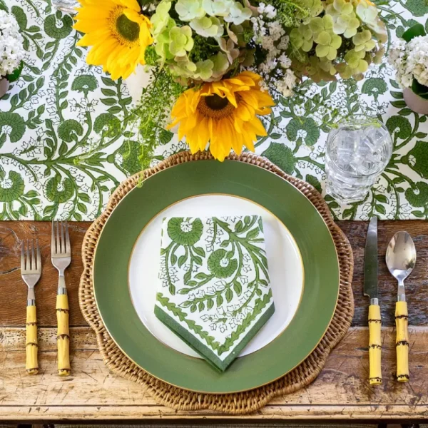 Hot Pomegranate Inc Cactus Flower Lettuce Green Napkin | Set of 4