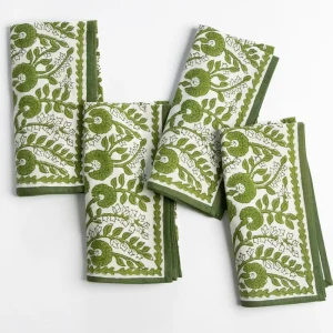 Hot Pomegranate Inc Cactus Flower Lettuce Green Napkin | Set of 4