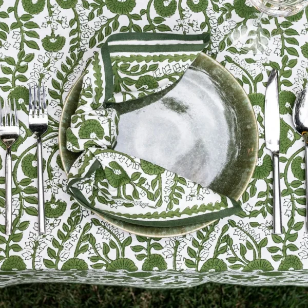 Hot Pomegranate Inc Cactus Flower Lettuce Green Napkin | Set of 4