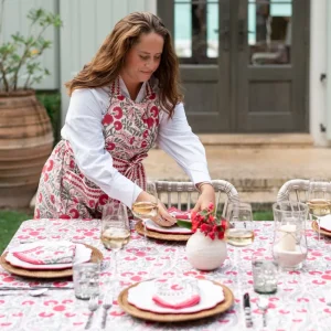 Hot Pomegranate Inc Cactus Flower Scarlet & Rose Apron