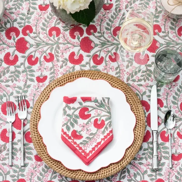 Fashion Pomegranate Inc Cactus Flower Scarlet & Rose Napkin | Set of 4