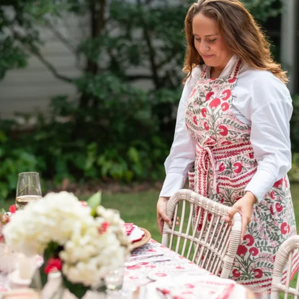 Hot Pomegranate Inc Cactus Flower Scarlet & Rose Apron