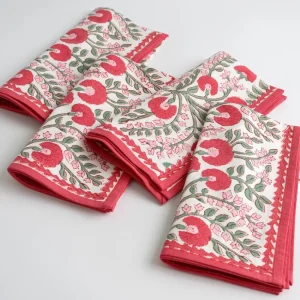 Fashion Pomegranate Inc Cactus Flower Scarlet & Rose Napkin | Set of 4