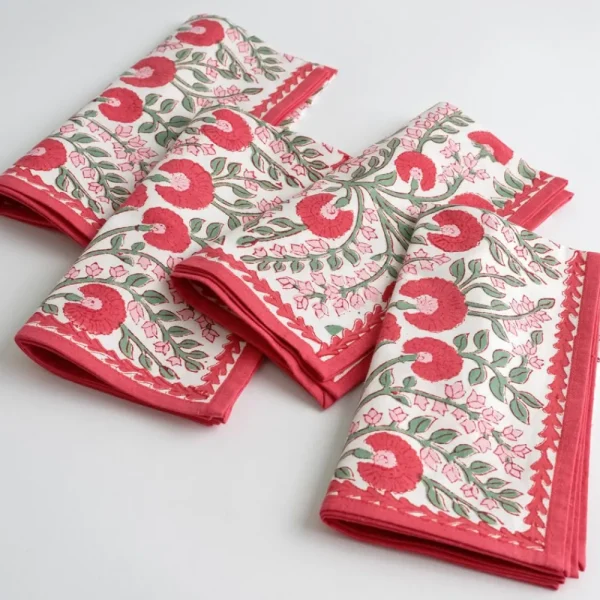 Fashion Pomegranate Inc Cactus Flower Scarlet & Rose Napkin | Set of 4