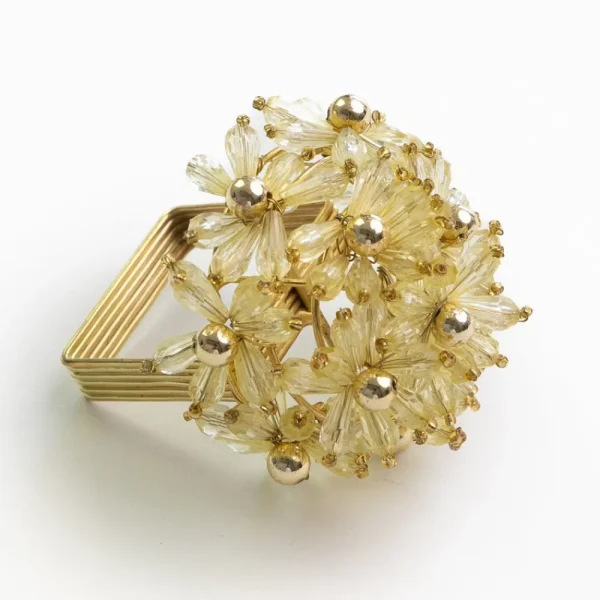 Fashion Pomegranate Inc Champagne Bouquet Beaded Napkin Ring | Set of 4