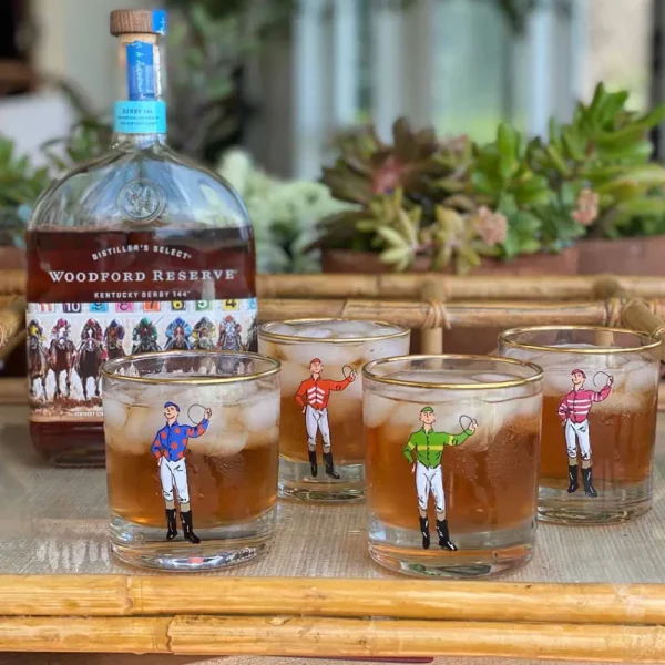 Online Pomegranate Inc Classic Jockey Silks Bourbon Glass Mixed Set of 4