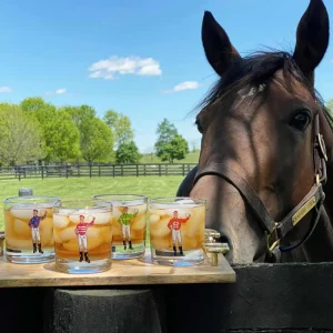 Online Pomegranate Inc Classic Jockey Silks Bourbon Glass Mixed Set of 4