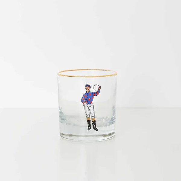 Online Pomegranate Inc Classic Jockey Silks Bourbon Glass Mixed Set of 4