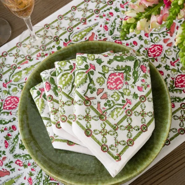 Clearance Pomegranate Inc Dove & Cypress Pink & Green Napkin | Set of 4