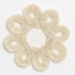 Best Pomegranate Inc Ecru Woven Doodles Coaster | Set of 4