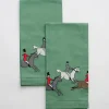 Online Pomegranate Inc Embroidered Hunt Scene Green Tea Towels