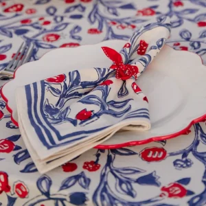 Best Pomegranate Inc Emma Red & Blue Napkin | Set of 4