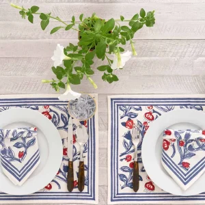 Outlet Pomegranate Inc Emma Red & Blue Placemat | Set of 4