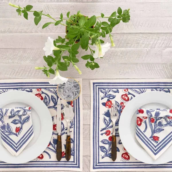 Outlet Pomegranate Inc Emma Red & Blue Placemat | Set of 4