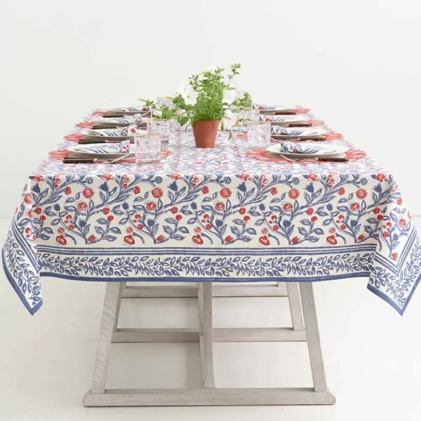 Sale Pomegranate Inc Emma Red & Blue Tablecloth