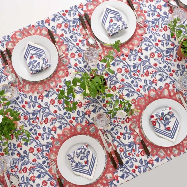 Sale Pomegranate Inc Emma Red & Blue Tablecloth