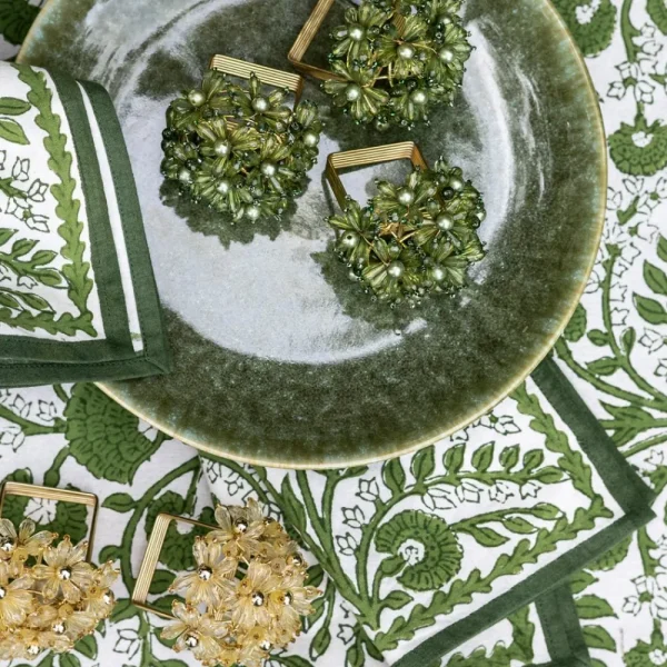 Best Pomegranate Inc Fern Bouquet Beaded Napkin Ring | Set of 4