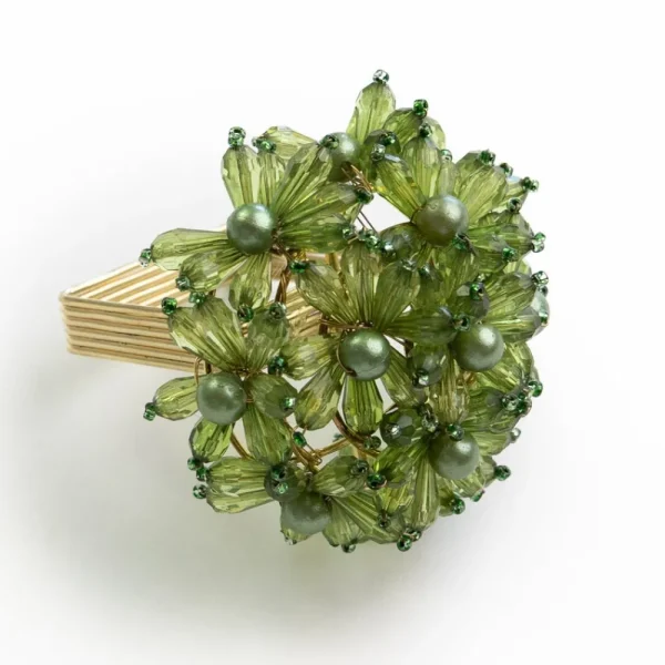 Best Pomegranate Inc Fern Bouquet Beaded Napkin Ring | Set of 4