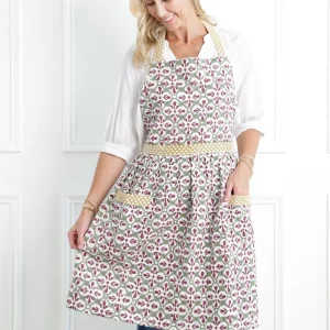 New Pomegranate Inc Fleur de Lis Antique Jade Apron