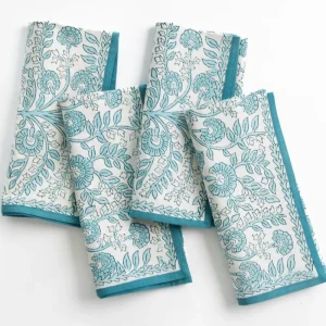 Online Pomegranate Inc Floral Trellis Aqua Napkin | Set of 4