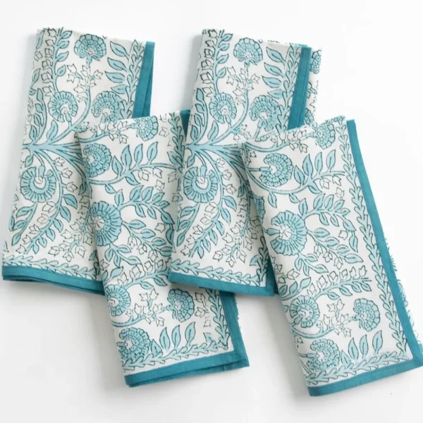 Online Pomegranate Inc Floral Trellis Aqua Napkin | Set of 4