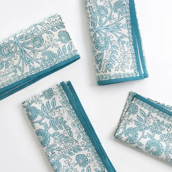 Online Pomegranate Inc Floral Trellis Aqua Napkin | Set of 4