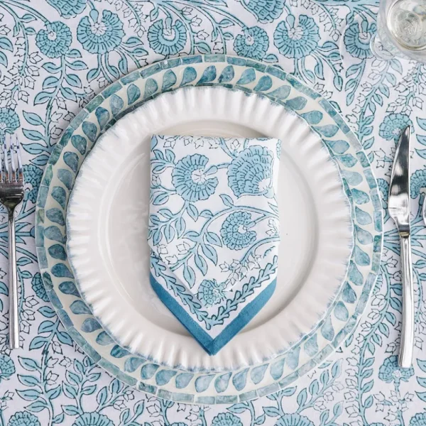 Online Pomegranate Inc Floral Trellis Aqua Napkin | Set of 4