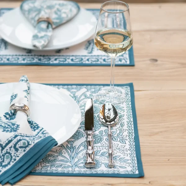 Clearance Pomegranate Inc Floral Trellis Aqua Placemat | Set of 4