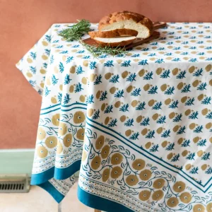Best Pomegranate Inc Gaya Teal & Marigold Tablecloth