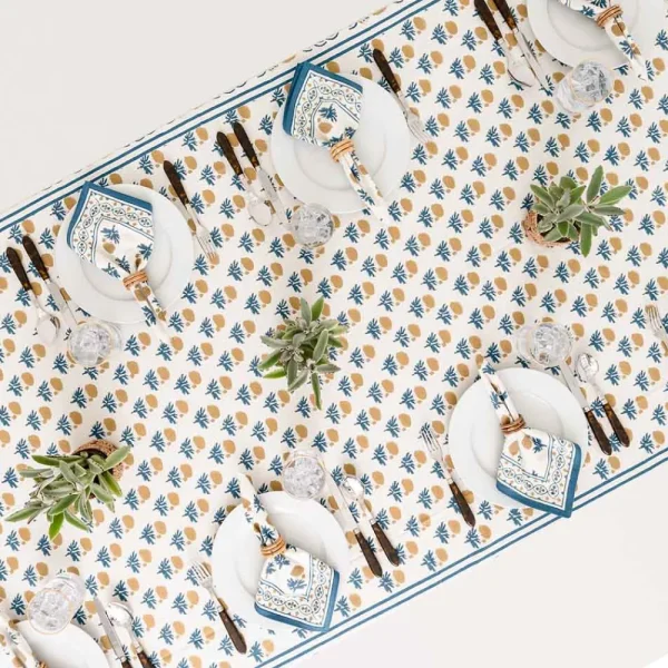 Best Pomegranate Inc Gaya Teal & Marigold Tablecloth