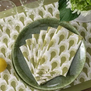 Outlet Pomegranate Inc Geo Feather Moss Cocktail Napkin | Set of 6