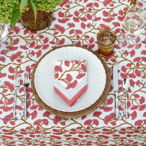 Hot Pomegranate Inc Ginkgo Coral Napkin | Set of 4