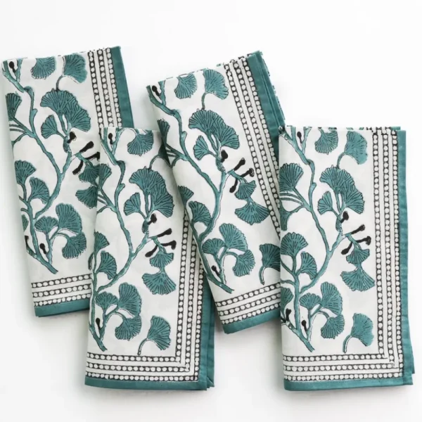Fashion Pomegranate Inc Ginkgo Teal Napkins | Set of 4