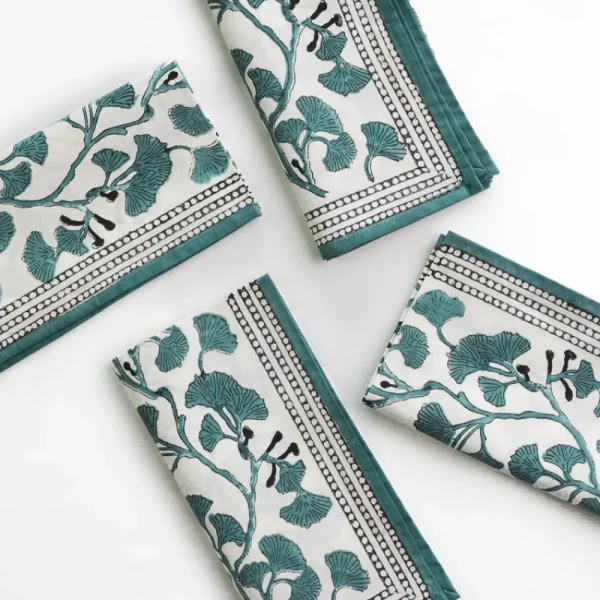 Fashion Pomegranate Inc Ginkgo Teal Napkins | Set of 4