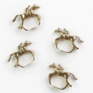 Online Pomegranate Inc Gold Jockey Napkin Ring | Set of 4
