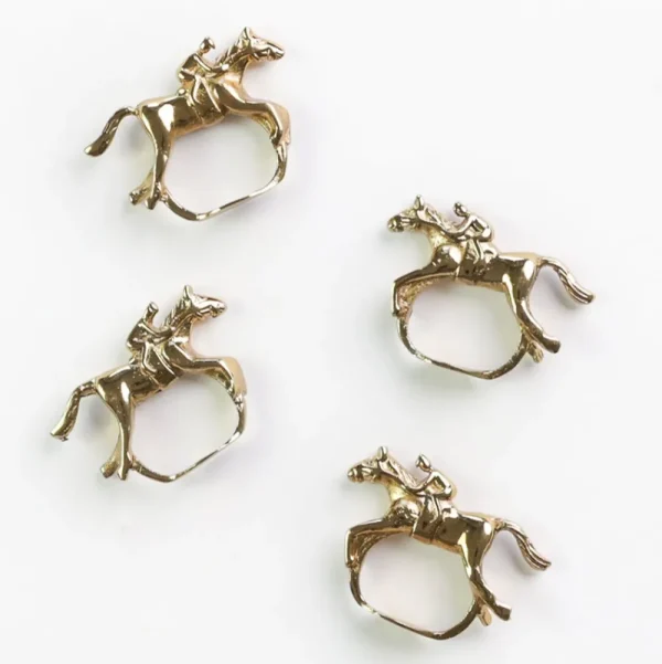 Online Pomegranate Inc Gold Jockey Napkin Ring | Set of 4