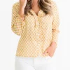 Best Pomegranate Inc Golden Buti Flange Button Blouse