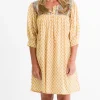 Hot Pomegranate Inc Golden Buti Split Neck Shift Dress