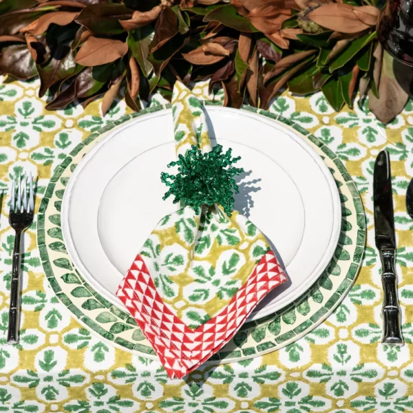 Sale Pomegranate Inc Green Acrylic Beaded Napkin Ring | Set of 4