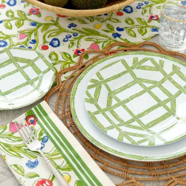 Sale Pomegranate Inc Green Bamboo Melamine Luncheon Plate | Set of 6